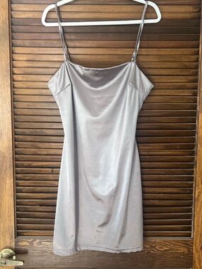 All in Favor Silver Satin Mini Dress